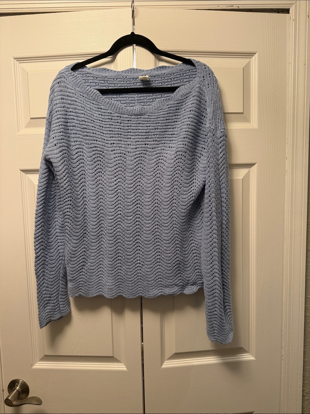 Light Blue Knit Wave-Pattern Women's Sweater